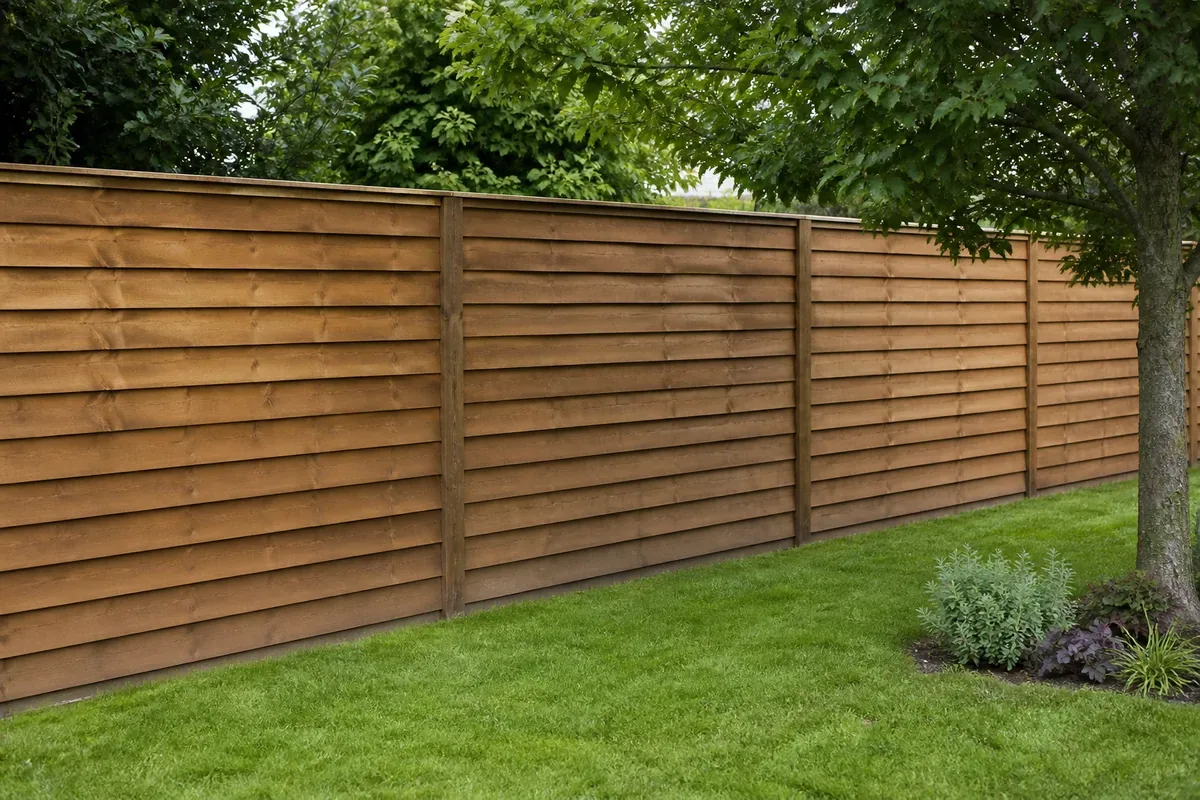 Feather edge timber fencing in a Nottingham garden